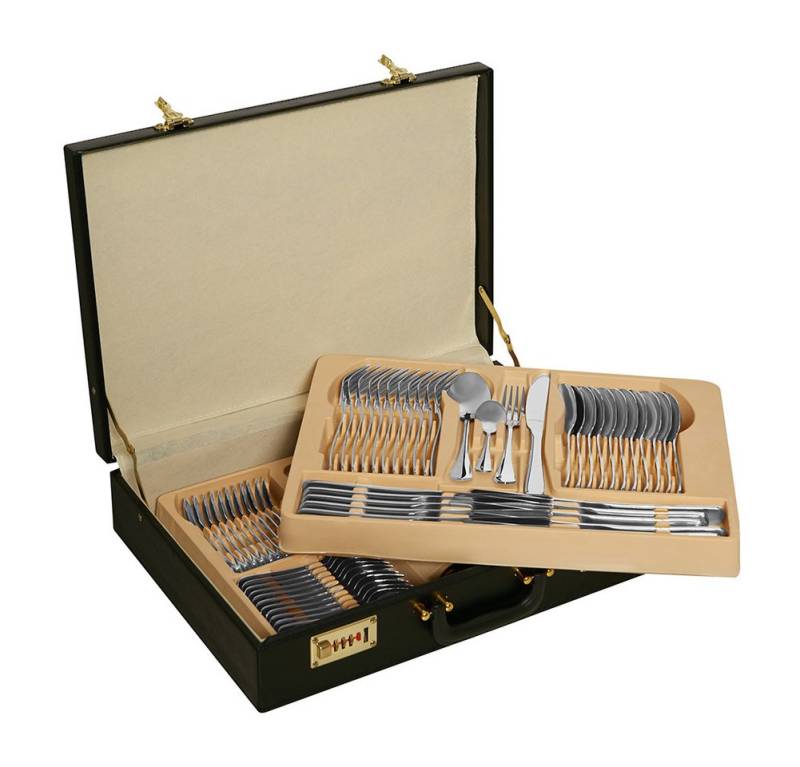 Banaru Design Besteckkoffer Banaru Design Besteckset Koffer 72 tlg. gold, Edelstahl, für bis zu 12 Personen geeignet von Banaru Design