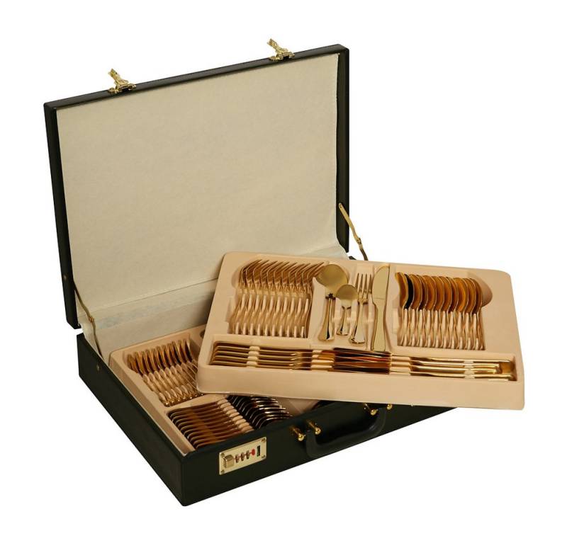 Banaru Design Besteckkoffer Banaru Design Besteckset Koffer 72 tlg. gold, Edelstahl, für bis zu 12 Personen geeignet von Banaru Design