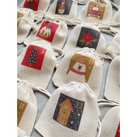 Adventskalender Und/Oder Aufbewahrungsbeutel 24 Zeitlose, Traditionelle Und Zauberhafte Countdown-Beutel Für Weihnachten Im Dezember von Banasah
