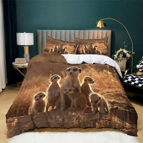 BanbE Bettwäsche Tierische Erdmännchen 155x220 cm 3teilig Set Mikrofaser Bettbezug mit Reißverschluss, Weich Atmungsaktiv Warm Bettwäsche-Set, für Ganzjahres BanbE Bettwäsche Tierische Erdmännchen 155x220 cm 3teilig Set Mikrofaser Bettbezug mit Reißverschluss, Weich Atmungsaktiv Warm Bettwäsche-Set, für Ganzjahres von BanbE