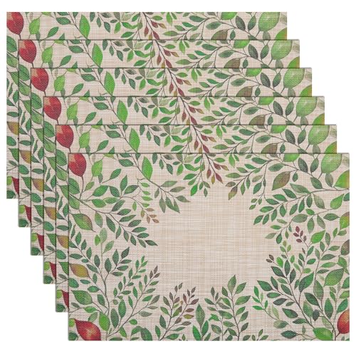Banchif Herbst Platzsets 6er Set Erntedankfest Tischsets Abwaschbar Kürbisse Platzdeckchen Herbst Bankett Tischsets Abwaschbar rutschfest PVC Platzsets (45 x 30 cm) von Banchif