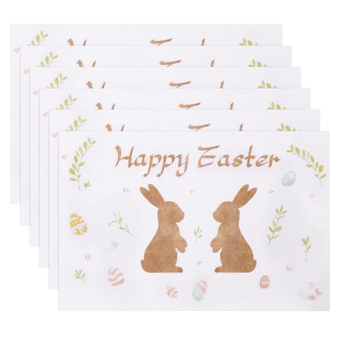 Banchif Abwaschbar Doppelseitig Tischsets 6er Set, Ostereier mit Blüten Cartoon Kaninchen tischdeko Ostern Frühling Bankett Tischsets Urlaub Party Dekor Saisonal Platzsets Beige Banchif Abwaschbar Doppelseitig Tischsets 6er Set, Ostereier mit Blüten Cartoon Kaninchen tischdeko Ostern Frühling Bankett Tischsets Urlaub Party Dekor Saisonal Platzsets Beige von Banchif