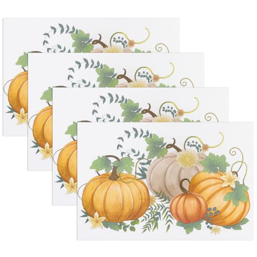 Banchif Herbst Platzsets 4er Set Erntedankfest Tischsets Abwaschbar Kürbisse Platzdeckchen Herbst Bankett Tischsets Abwaschbar rutschfest PVC Platzsets (45 x 30 cm) von Banchif