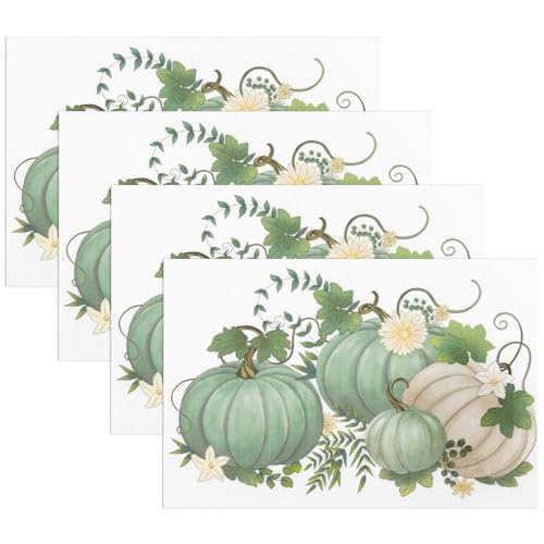 Banchif Herbst Platzsets 4er Set Erntedankfest Tischsets Abwaschbar Kürbisse Platzdeckchen Herbst Bankett Tischsets Abwaschbar rutschfest PVC Platzsets (45 x 30 cm) von Banchif
