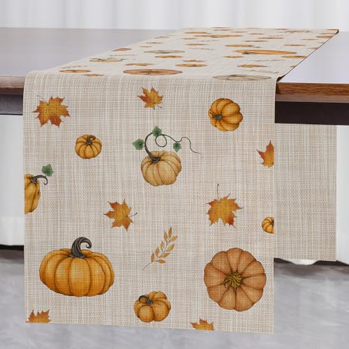 Banchif Herbst Tischläufer Erntedankfest Abwaschbar Kürbisse Tischläufer Herbst Dekoration Abwaschbar rutschfest Erntedankfest Tischdeko(30 x 180 cm) von Banchif