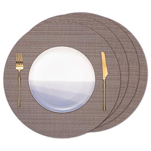 Banchif Tischsets Rund, Tischsets Abwaschbar 4er Set Platzdeckchen PVC Rund rutschfest Platzsets Abwischbar Gewebte Vinyl Platzsets Durchmesser 38 cm, Kaffee Banchif Tischsets Rund, Tischsets Abwaschbar 4er Set Platzdeckchen PVC Rund rutschfest Platzsets Abwischbar Gewebte Vinyl Platzsets Durchmesser 38 cm, Kaffee von Banchif