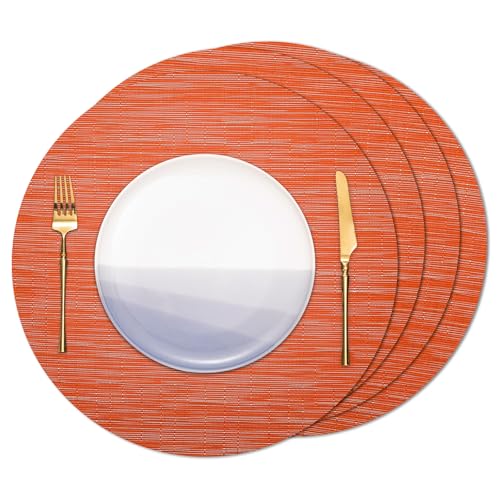 Banchif Tischsets Rund, Tischsets Abwaschbar 4er Set Platzdeckchen PVC Rund rutschfest Platzsets Abwischbar Gewebte Vinyl Platzsets Durchmesser 38 cm, Orange Banchif Tischsets Rund, Tischsets Abwaschbar 4er Set Platzdeckchen PVC Rund rutschfest Platzsets Abwischbar Gewebte Vinyl Platzsets Durchmesser 38 cm, Orange von Banchif