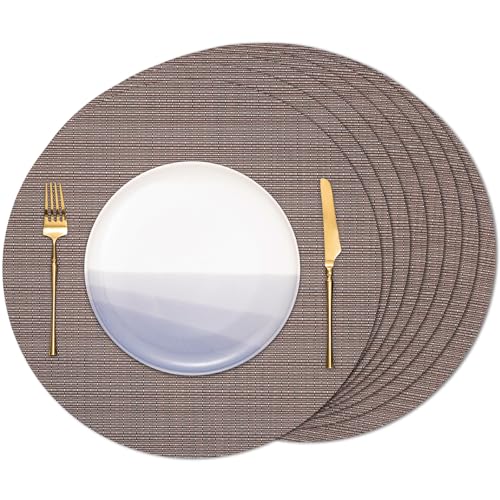 Banchif Tischsets Rund, Tischsets Abwaschbar 8er Set Platzdeckchen PVC Rund rutschfest Platzsets Abwischbar Gewebte Vinyl Platzsets Durchmesser 38 cm, Kaffee Banchif Tischsets Rund, Tischsets Abwaschbar 8er Set Platzdeckchen PVC Rund rutschfest Platzsets Abwischbar Gewebte Vinyl Platzsets Durchmesser 38 cm, Kaffee von Banchif