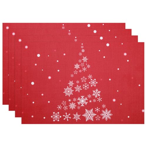 Banchif Tischsets Weihnachten Das Tischset Ist Mit Schneeflocke und Weihnachtsbaum Motiv Abwaschbar rutschfest Abgrifffeste Hitzebeständig PVC Platzsets Tischdeko Weihnachten Set of 4 Banchif Tischsets Weihnachten Das Tischset Ist Mit Schneeflocke und Weihnachtsbaum Motiv Abwaschbar rutschfest Abgrifffeste Hitzebeständig PVC Platzsets Tischdeko Weihnachten Set of 4 von Banchif