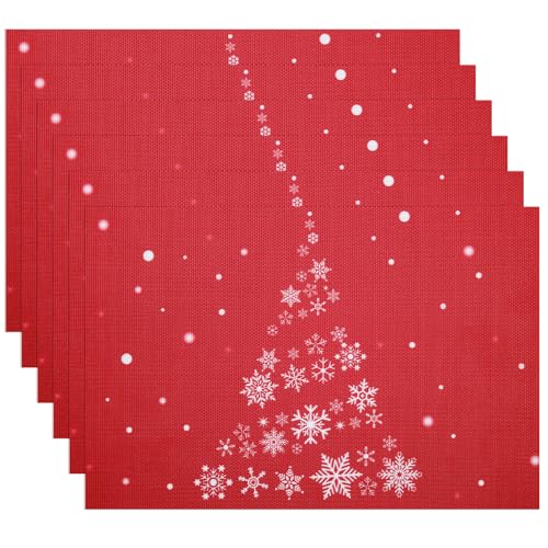 Banchif Tischsets Weihnachten Das Tischset Ist Mit Schneeflocke und Weihnachtsbaum Motiv Abwaschbar rutschfest Abgrifffeste Hitzebeständig PVC Platzsets Tischdeko Weihnachten Set of 6 Banchif Tischsets Weihnachten Das Tischset Ist Mit Schneeflocke und Weihnachtsbaum Motiv Abwaschbar rutschfest Abgrifffeste Hitzebeständig PVC Platzsets Tischdeko Weihnachten Set of 6 von Banchif