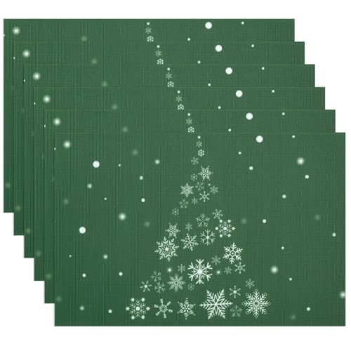 Banchif Tischsets Weihnachten Das Tischset Ist Mit Schneeflocke und Weihnachtsbaum Motiv Abwaschbar rutschfest Abgrifffeste Hitzebeständig PVC Platzsets Tischdeko Weihnachten Set of 6 Banchif Tischsets Weihnachten Das Tischset Ist Mit Schneeflocke und Weihnachtsbaum Motiv Abwaschbar rutschfest Abgrifffeste Hitzebeständig PVC Platzsets Tischdeko Weihnachten Set of 6 von Banchif