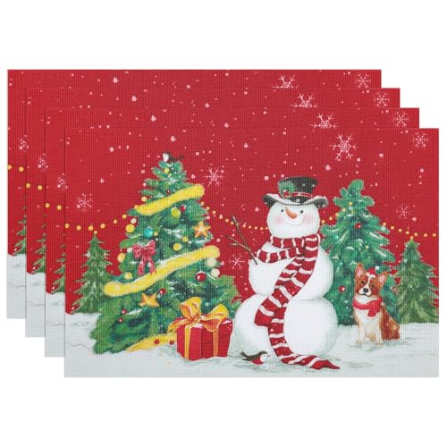 Banchif Tischsets Weihnachten Das Tischset Ist Mit Weihnachtsbaum und Schneemann Motiv Abwaschbar rutschfest Abgrifffeste Hitzebeständig PVC Platzsets Tischdeko Weihnachten Set of 4 Banchif Tischsets Weihnachten Das Tischset Ist Mit Weihnachtsbaum und Schneemann Motiv Abwaschbar rutschfest Abgrifffeste Hitzebeständig PVC Platzsets Tischdeko Weihnachten Set of 4 von Banchif