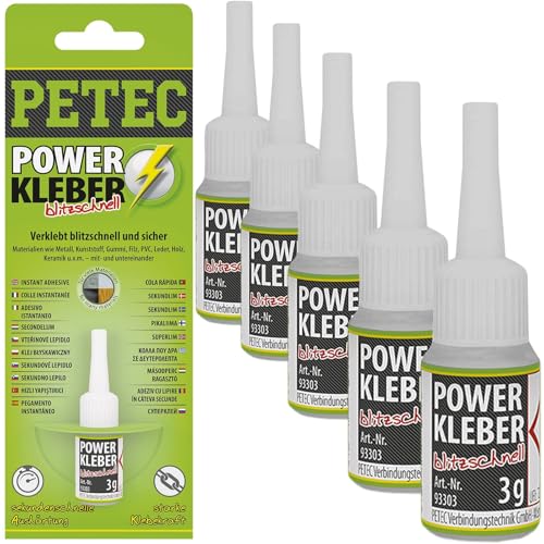 BandelOne enthält 5x3g PETEC Power Kleber Universal Sekundenkleber Blitzschnell Klebstoff Hochfest BandelOne enthält 5x3g PETEC Power Kleber Universal Sekundenkleber Blitzschnell Klebstoff Hochfest von BandelOne