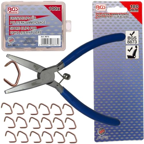 BandelOne enthält BGS Polster-Klammer-Zange + Klammern 100-Stück passend für Autositze-Bezüge BandelOne enthält BGS Polster-Klammer-Zange + Klammern 100-Stück passend für Autositze-Bezüge von BandelOne