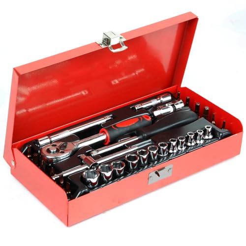BandelOne enthält Steckschlüssel Satz 1/4" 30-tlg. Knarrenkasten Nüsse Bits Tx Kleine Knarre BandelOne enthält Steckschlüssel Satz 1/4" 30-tlg. Knarrenkasten Nüsse Bits Tx Kleine Knarre von BandelOne