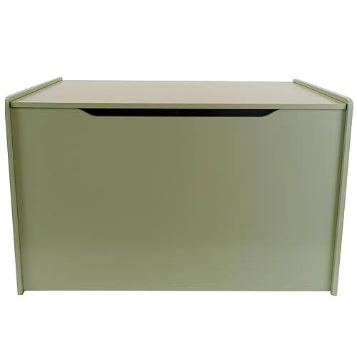 Bandits & Angels Holzspielzeugkiste Aufbewahrungsbox XL Retro Grün – Sicherer Verschluss mit Gasfeder – Maße 80x50x50 cm – Retro Grüne Spielzeugkiste fürs Kinderzimmer von Bandits & Angels
