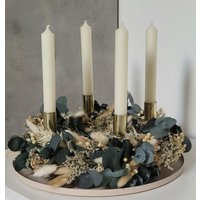 Adventskranz & Herbstkranz Naturtöne | Eukalyptus Broom Bloom Beige Schleierkraut Lagurus Lino Flachs Ca. 30 cm Und 35 Dm von BandlundPerle