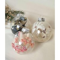 Weihnachtskugel 8 cm Glas Personalisiert | Trockenblumen Füllung Nach Farbrichtung Christbaumkugel Mit Namen Handmade Geschenk von BandlundPerle