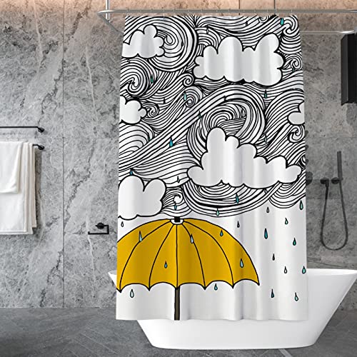 Banemi 3D Duschvorhang, 3D Duschvorhänge Weiß Schwarz Gelb Himmel Wolken Regenschirm Regen Polyestergewebe Wasserdicht mit Haken 180X200cm Banemi 3D Duschvorhang, 3D Duschvorhänge Weiß Schwarz Gelb Himmel Wolken Regenschirm Regen Polyestergewebe Wasserdicht mit Haken 180X200cm von Banemi