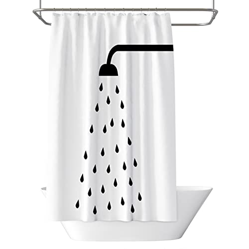 Banemi 3D Duschvorhang, Duschvorhang Stoff Waschbar Weiß Duschkopf Polyestergewebe wasserdichte und Rostfreie Ösen 180X200cm von Banemi