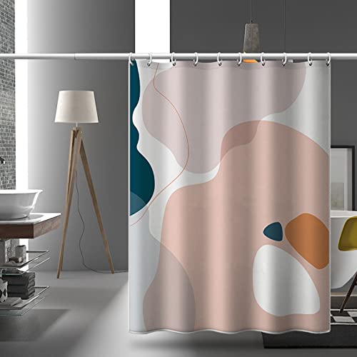 Banemi Duschvorhang Motiv, 3D Duschvorhänge Morandi Farbe Art Farbblock Polyestergewebe wasserdichte und Rostfreie Ösen 120X180cm von Banemi
