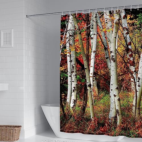 Banemi Duschvorhang Stoff Schimmelresistent, Duschvorhang Antischimmel Gelb Grün Weiß Polyester Stamm Eleganter Duschvorhang 165X200cm von Banemi