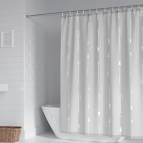 Banemi Duschvorhang Waschbar, Duschvorhang Extra Lang Grau Polyester Pfeilmuster Haushaltsduschvorhang 165X180cm von Banemi