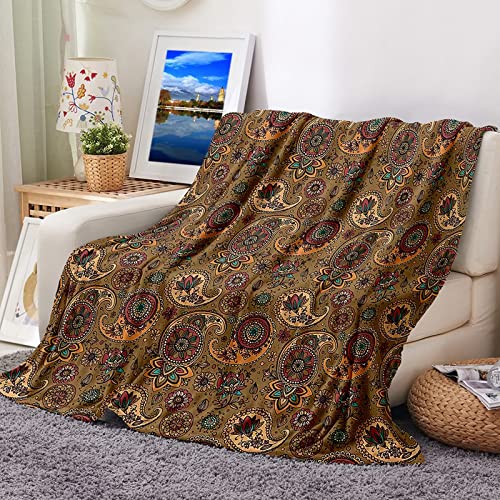 Banemi Flanelldecke Kinder, Kuscheldecke 150X200 Kind Weich Braun Sofaüberwurf Vintage-Mandala Sofadecke Couchdecke von Banemi