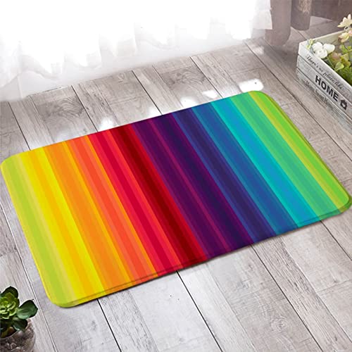 Banemi Fußmatte Innen, Teppich Schlafzimmer 50X80cm Bunt Regenbogen Farbstreifen Muster für Schuhschaber, Ideal für den Innenbereich von Banemi