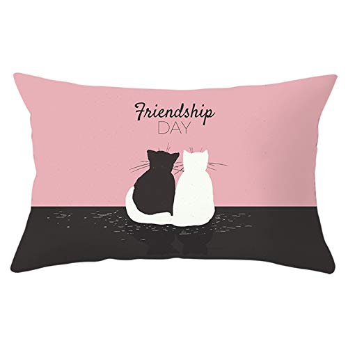 Banemi Kissenbezug Modern, Schwarze Katze Und Weiße Katze Tag Der Freundschaft Pink Schwarz Polyester für Home Outdoor 30X50cm von Banemi