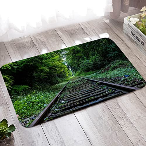 Banemi Teppich Wohnzimmer, Türmatte Draussen 60X90cm Grün Braun Eisenbahn Im Baum Heimtextilien von Banemi