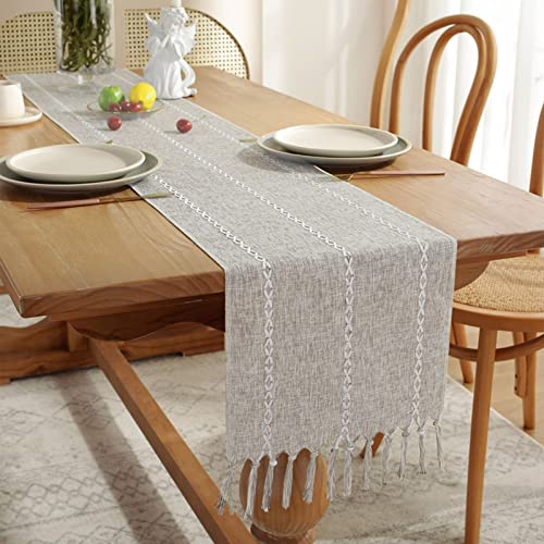 Banemi Tischläufer Ethno Style, Tischläufer Braun Polyester Streifen Weben für die Esszimmerparty 220X35cm von Banemi