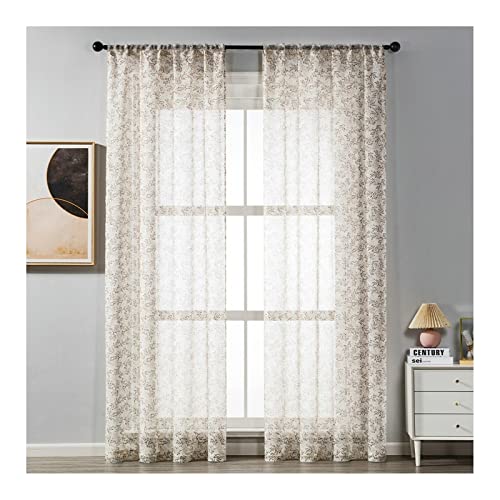 Gardinen Wohnzimmer Elegant, Vorhang Braun 2er Set Polyester Geäst Vorhänge für Heimtextilien 132x244cm von Banemi