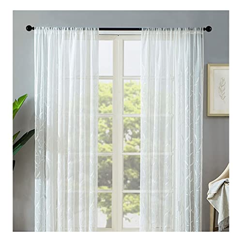 Voile Blanche, Vorhang Transparent 2er Set Polyester Stickerei mit Weizenähren Vorhänge für Heimtextilien 107x160cm von Banemi