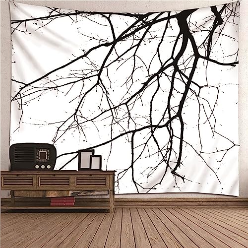 Wandbehang 200x200, Wandtuch Wald Schwarz Weiss Polyester Minimalismus Themenzweigmuster Wandteppich Wanddeko Schlafzimmer von Banemi