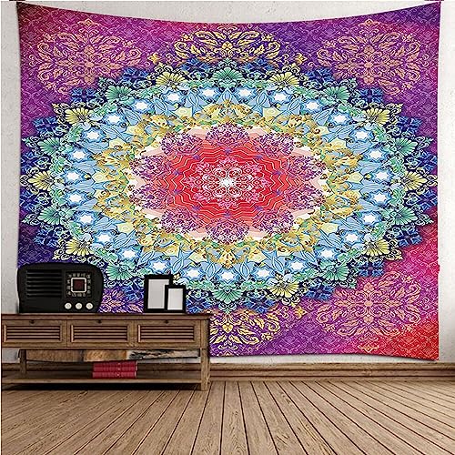 Wandtuch XXL, Wandbehang Tuch Mehrfarbig Mandala Wandteppich Schlafzimmer Wanddeko 300x260cm von Banemi