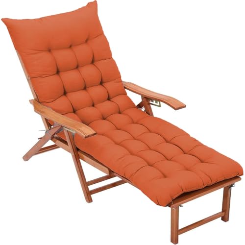 BangDon Einfarbiges Sonnenliegen-Kissen, extra dick, bequemer und atmungsaktiver Stoff, für Außenschaukel, Terrasse, Garten (Orange, 180 x 55 cm) von BangDon