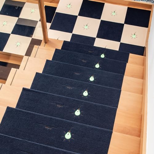 BangDon Stufenmatten mit einfachem Muster, bedruckt, rutschfest, selbstklebend, abziehen und aufkleben, weiche Stufenmatten für Dachboden, Dachboden, Wendeltreppe, 70 x 22 cm, Blau, 1 Stück von BangDon