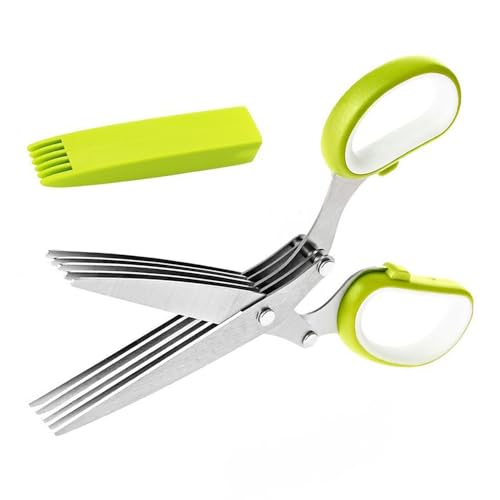 BangShou Multifunktionale Hochwertige Kräuter Schere Küchenschere mit 5 Klingen aus Edelstahl Große Küchenhelfer [Energieklasse A +++] von BangShou