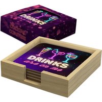 Cocktailbar Getränke Untersetzer - Geschenkbox Set Cocktail Happy Hour Neon Schild Weihnachtsfeier von BangTidyClothing