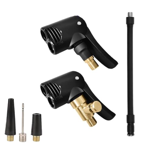 Bangbobi 2 Stück Autoventil Hebelstecker Messing, Reifenventil Kompressor Adapter Fahrrad（Zwei Anschlüsse + 16 cm schwarzes Rohr + Zubehör） von Bangbobi