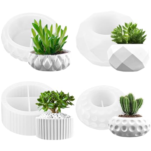 Bangbobi Silikonformen zum Gießen - 4-TLG. Set für kreative DIY-Blumentöpfe mit exquisiter Handwerkskunst, einfach zu entformen & breite Anwendung von Bangbobi
