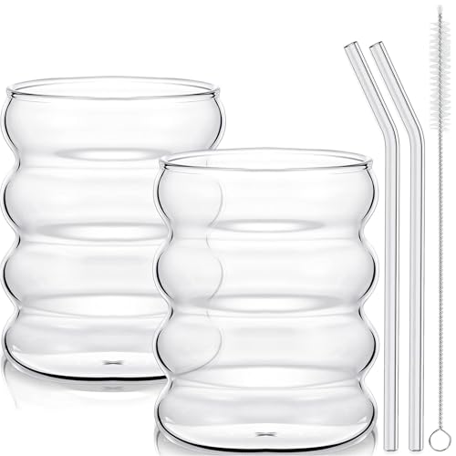 Bangbobi Transparente Bubble Gläser für Matcha Latte, Kaffee & Milch, inkl. 2 Trinkgläser, 2 Strohhalme & 1 Reinigungsbürste von Bangbobi