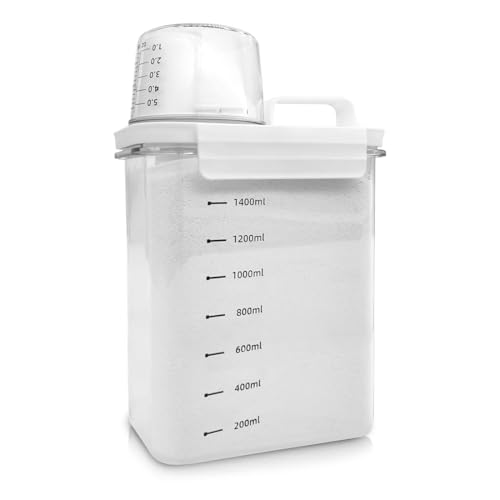 Bangbobi Waschmittel Aufbewahrung - 1800ml Luftdichter Waschpulver Dosierer mit Messbecher, Waschpulver Box, Futterbehälter, Waschmittelbox von Bangbobi