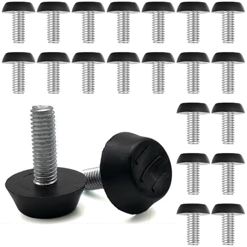 Verstellbare Möbelfüße Schraubfüße, Stellfüße M6, Gummifüße Schraubbar, Nivellierfüße, Metall Schwarz, 20 Stück – Modern & Langlebig von Bangbobi
