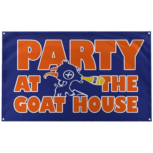Banger – Party At The Goat House BMS Blue Mountain State Lustig Motivierend Inspirierend Büro Gym Wand College Wohnheim Zimmer Dekor Design auf einer 90 x 150 cm Flagge mit 4 Ösen zum einfachen von Banger Flags