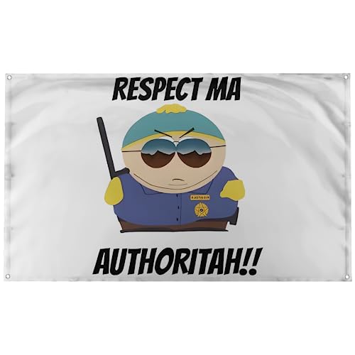 Banger - South Park Eric Cartman "Respect My Authority!" "RESPECT MA AUTHORITAH!" Motivierende, inspirierende Wanddekoration für Büro, Fitnessstudio, Wohnheim, Wanddekoration, Design auf einer 90 x von Banger Flags