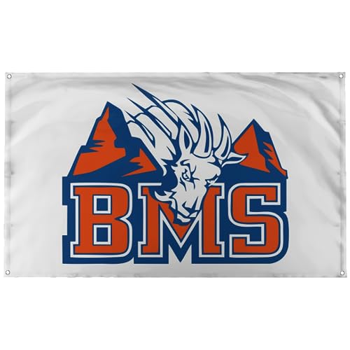 Banger – White BMS Blue Mountain State University Mountain Goats College School Logo Funny College Dorm Flag Banner Tapestry Poster Meme 90 x 150 cm Thad Castle Alex Moran von Banger Flags