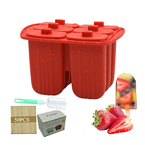 Silikon Eis am Stiel Form - Küche Ice Pop Form - Wiederverwendbar - Leicht zu reinigen, Eis Popsicle Maker für Ihre Kinder (Rot) von Bangp