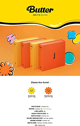 BTS - Butteralbum [Peaches Ver.] + Photobook+Poster+LYRIC Cards+Instant Foto Karte+Folded Message Karte+Graphic Sticker+Foto Karte + Bonus (Refering to the bullet point) von Bangtan